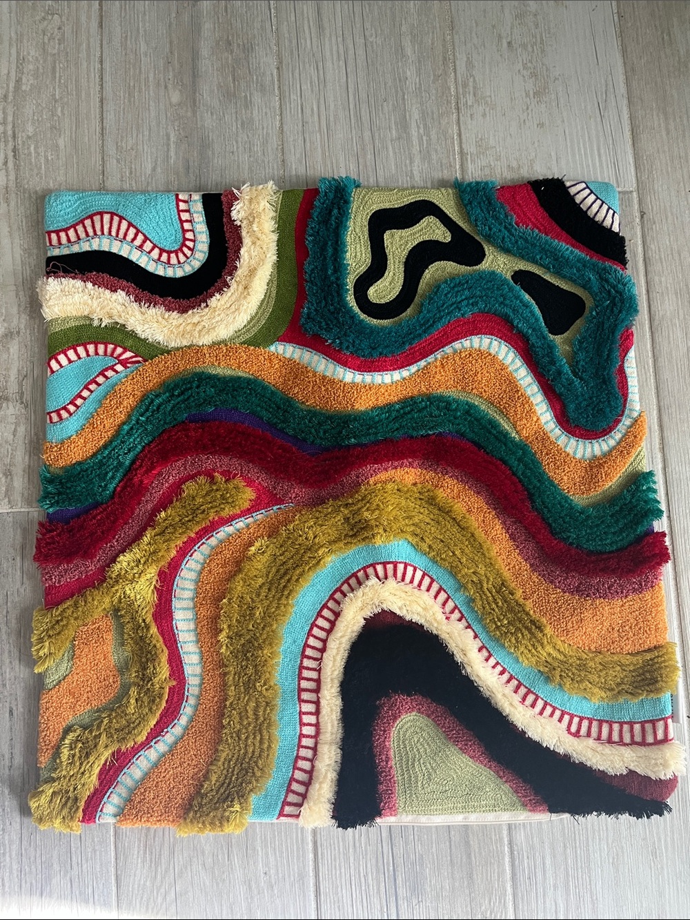 YaYa & Co Echo abstract throw pillow cover vibrant tufted boho cotton square